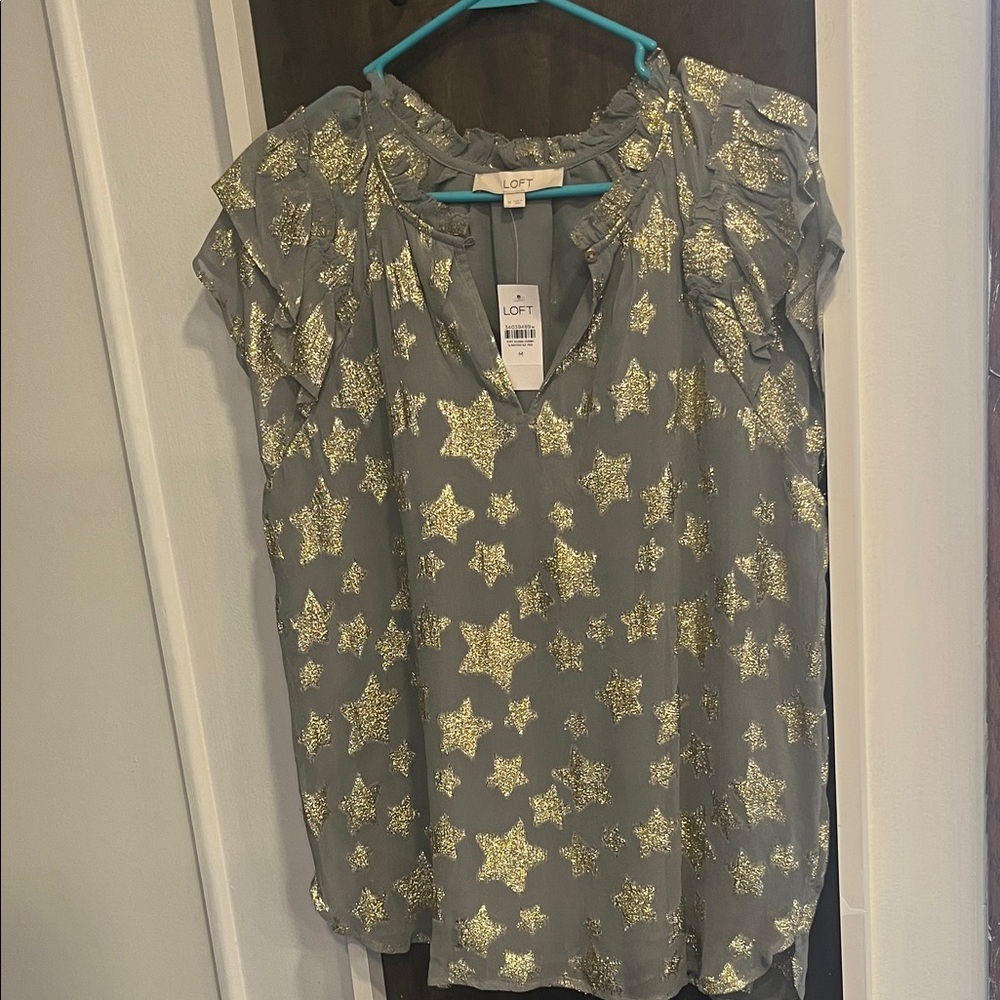 LOFT Women's Top with Gold Star Pattern